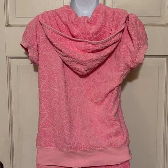 NWT 2 pcs Juicy Couture Pink Butterfly Terry Hoodie & Shorts Set - Picture 4 of 6